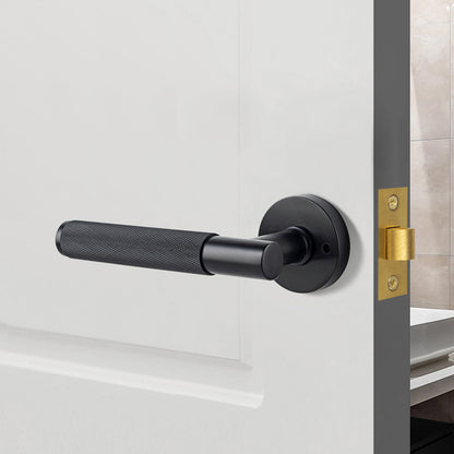 Door Lock Set with Knurled Handle and Privacy