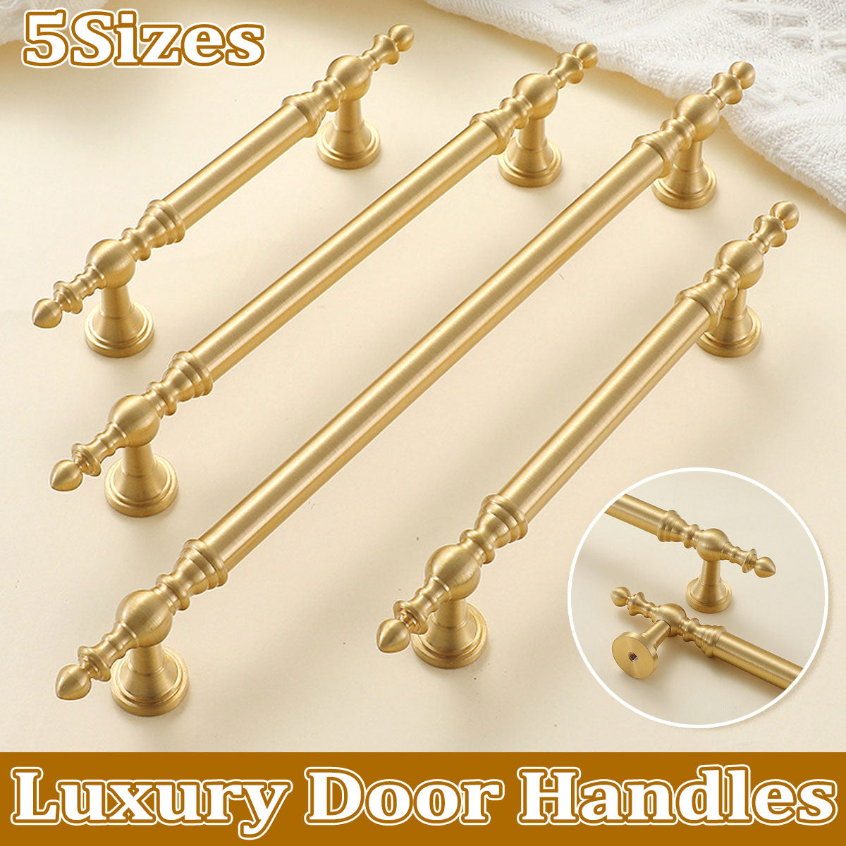 Full Copper Door Handle with Electroplated Finish 16–224mm