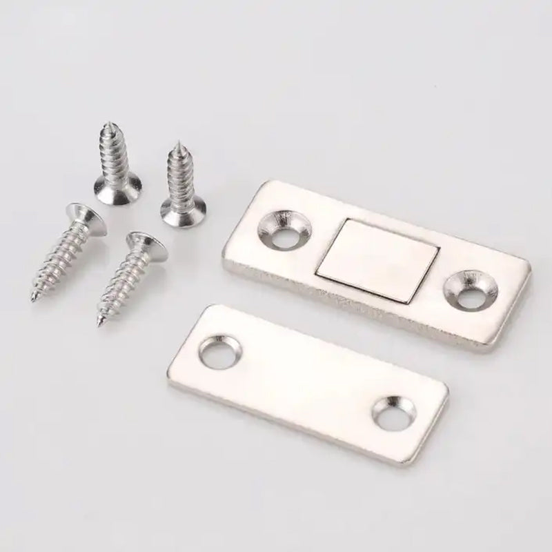 Silver Finish Metal Magnetic Door Catch Ultra-Thin Cabinet Latch
