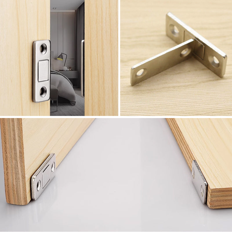 Silver Finish Metal Magnetic Door Catch Ultra-Thin Cabinet Latch