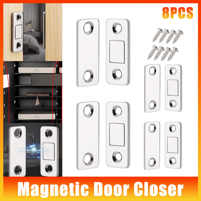 Silver Finish Metal Magnetic Door Catch Ultra-Thin Cabinet Latch