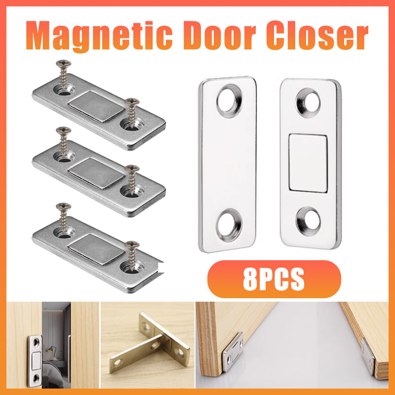 Silver Finish Metal Magnetic Door Catch Ultra-Thin Cabinet Latch