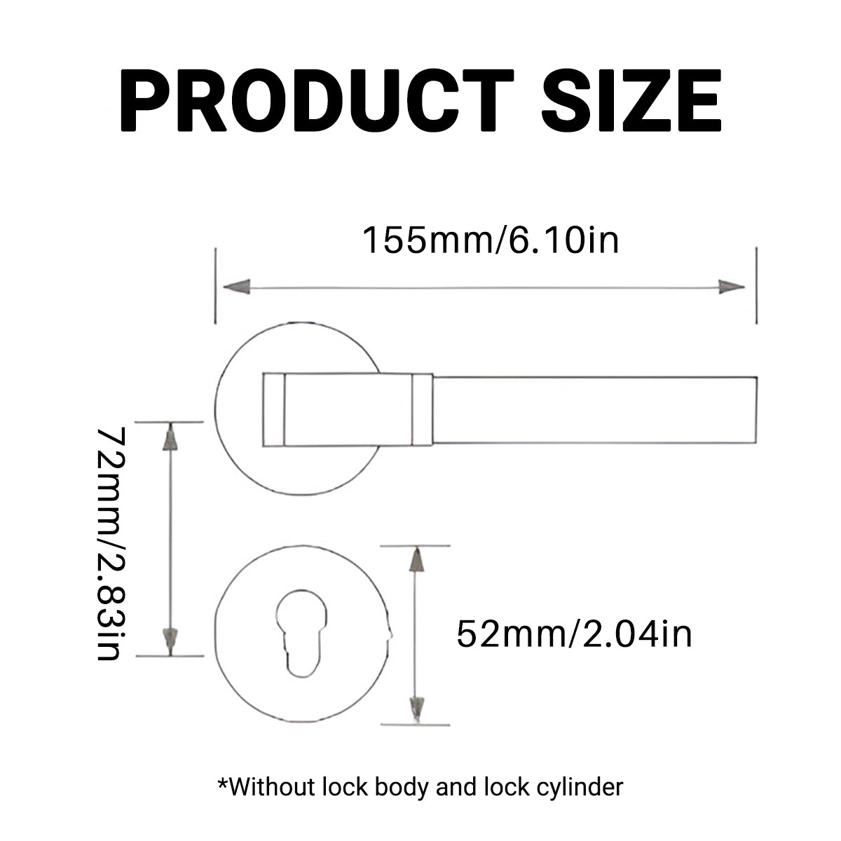 Matte Black Zinc Alloy Interior Lever Handle 155mm