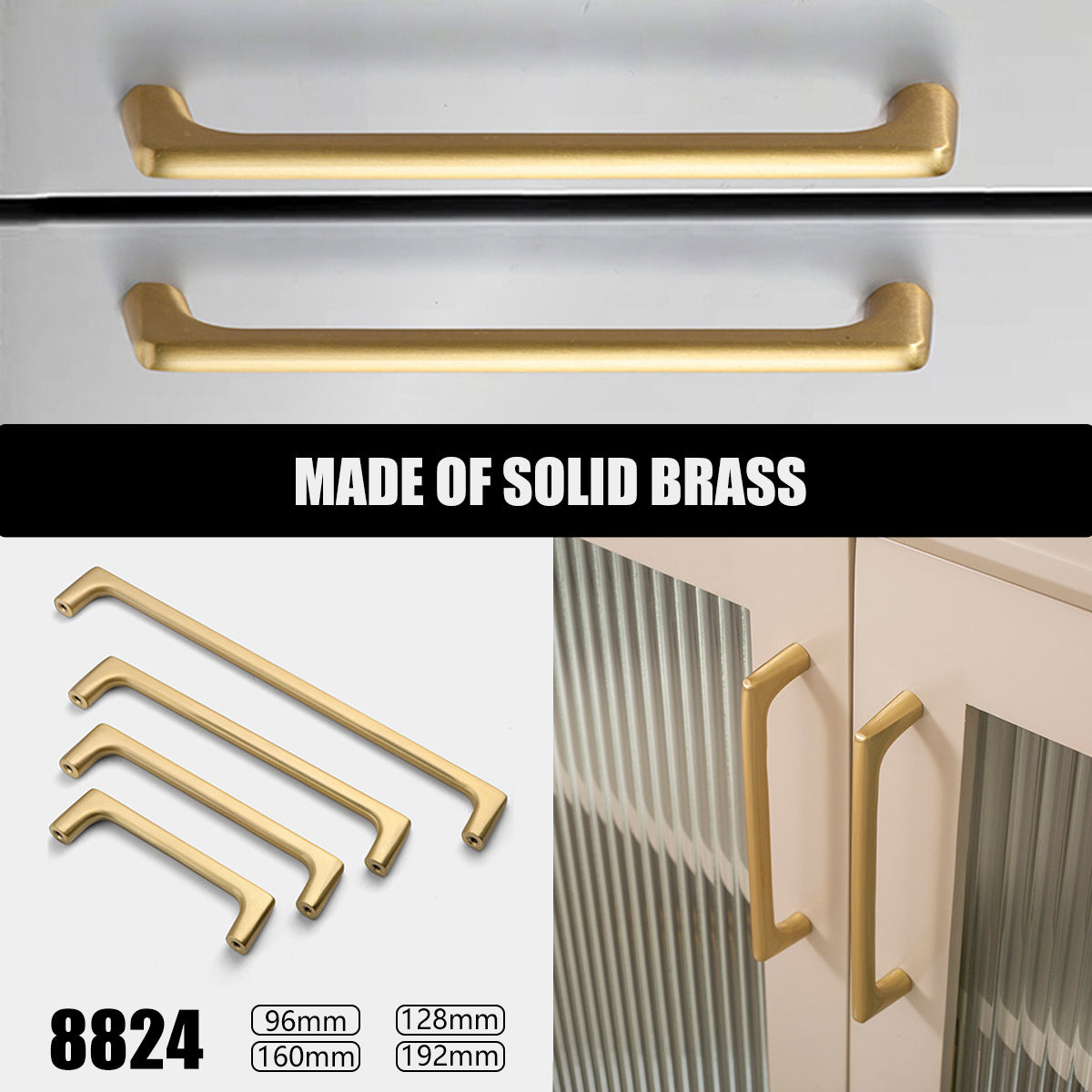 Solid Brass Cabinet Handle with Brushed Brass Finish