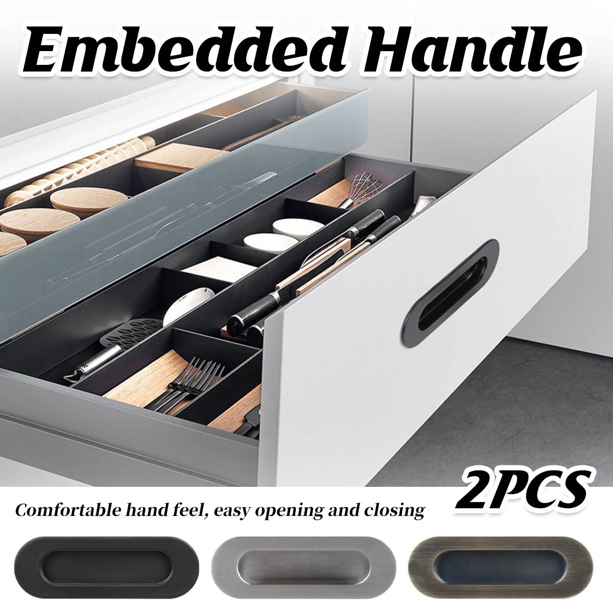 2 Pcs Embedded Cabinet Handle for Drawers