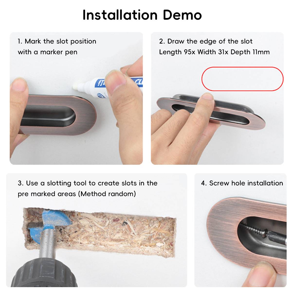 2 Pcs Embedded Cabinet Handle for Drawers