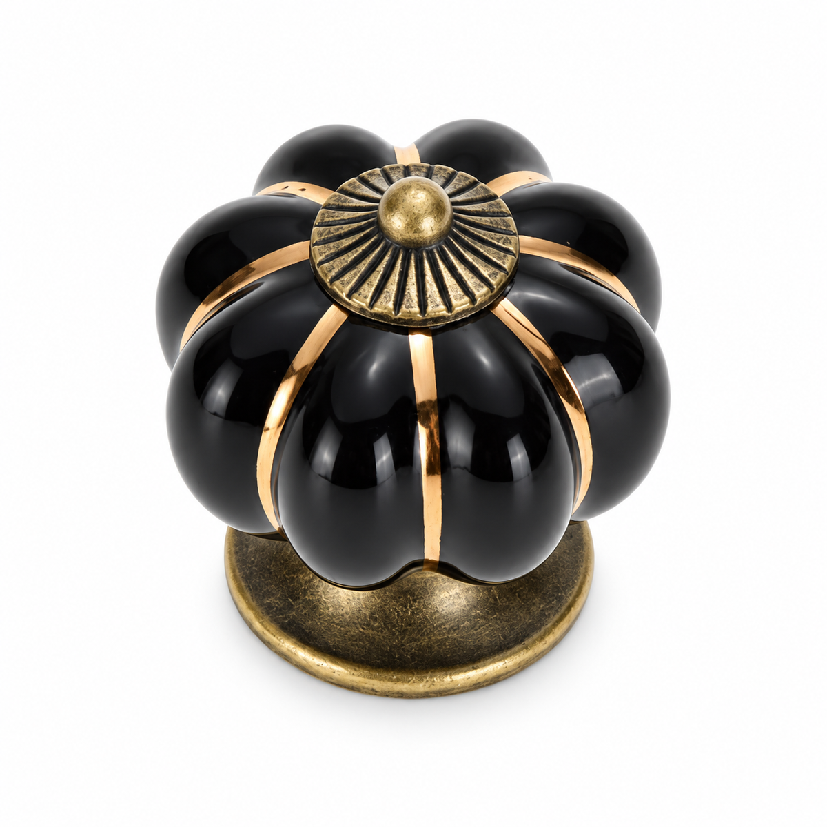Vintage Ceramic Cabinet Pumpkin Knob - Black