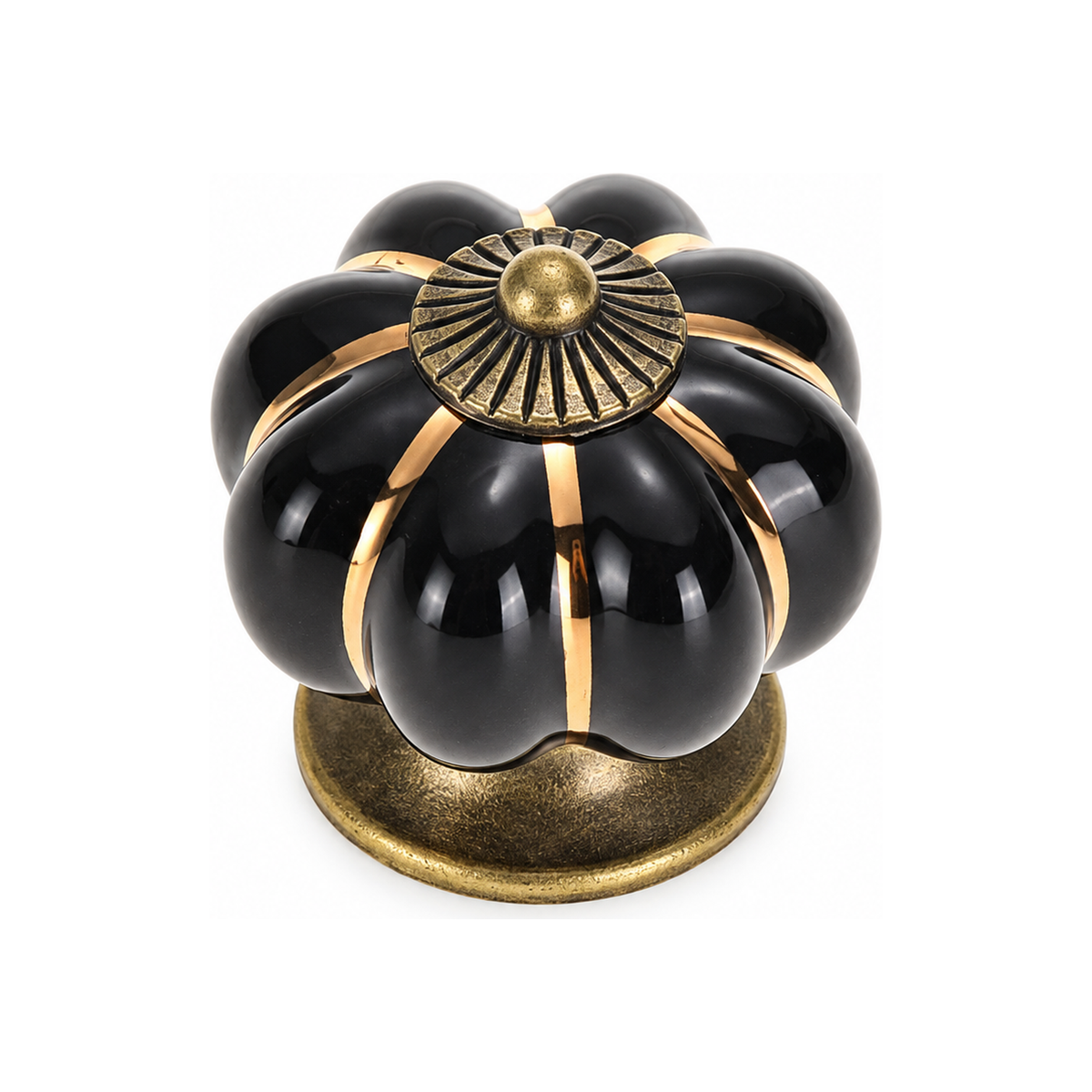 Black Vintage Ceramic Zinc Alloy Cabinet Pumpkin Knob