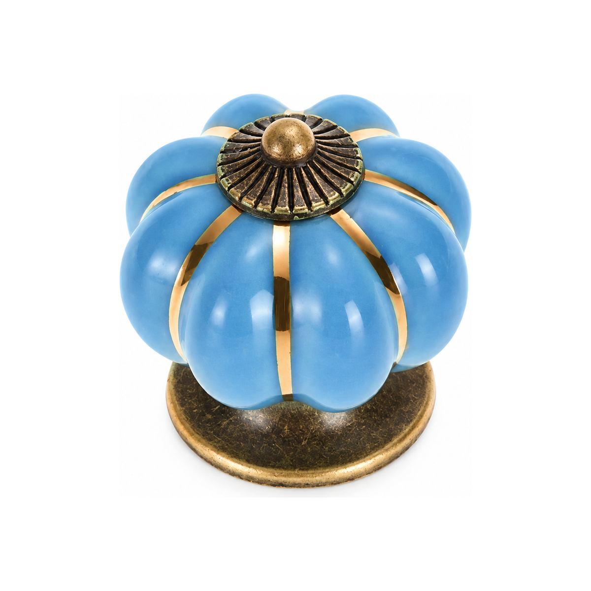 Blue Vintage Ceramic Zinc Alloy Cabinet Pumpkin Knob