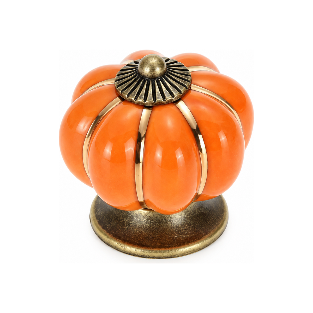 Orange Vintage Ceramic Zinc Alloy Cabinet Pumpkin Knob