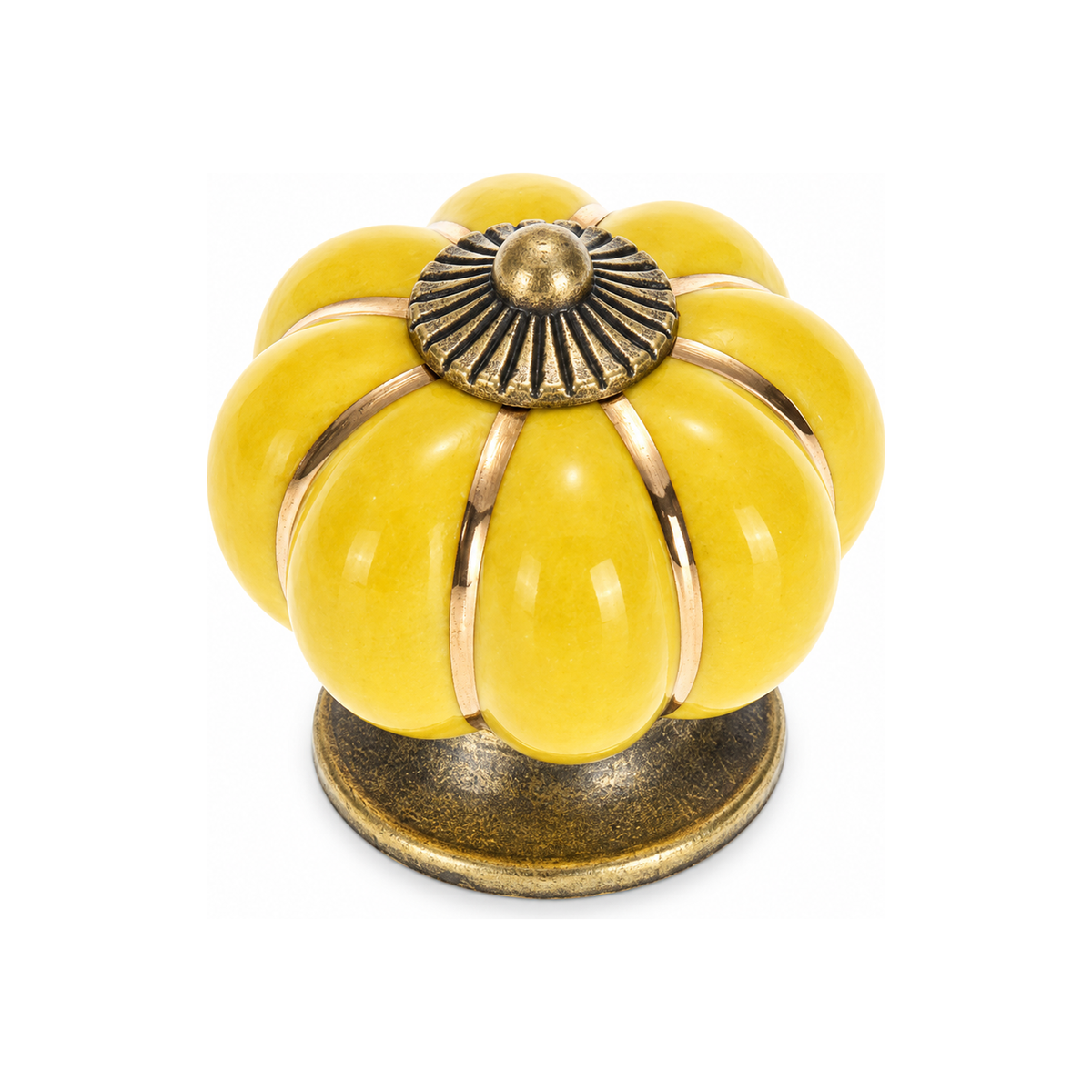 Yellow Vintage Ceramic Zinc Alloy Cabinet Pumpkin Knob