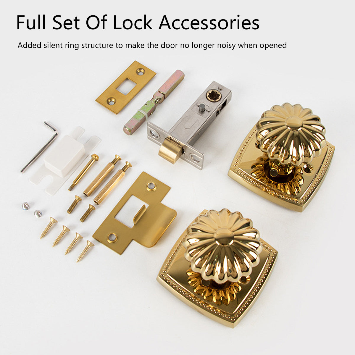 PVD Gold Brass Interior Pumpkin Door Knob Set 75mm x 55mm x 25mm