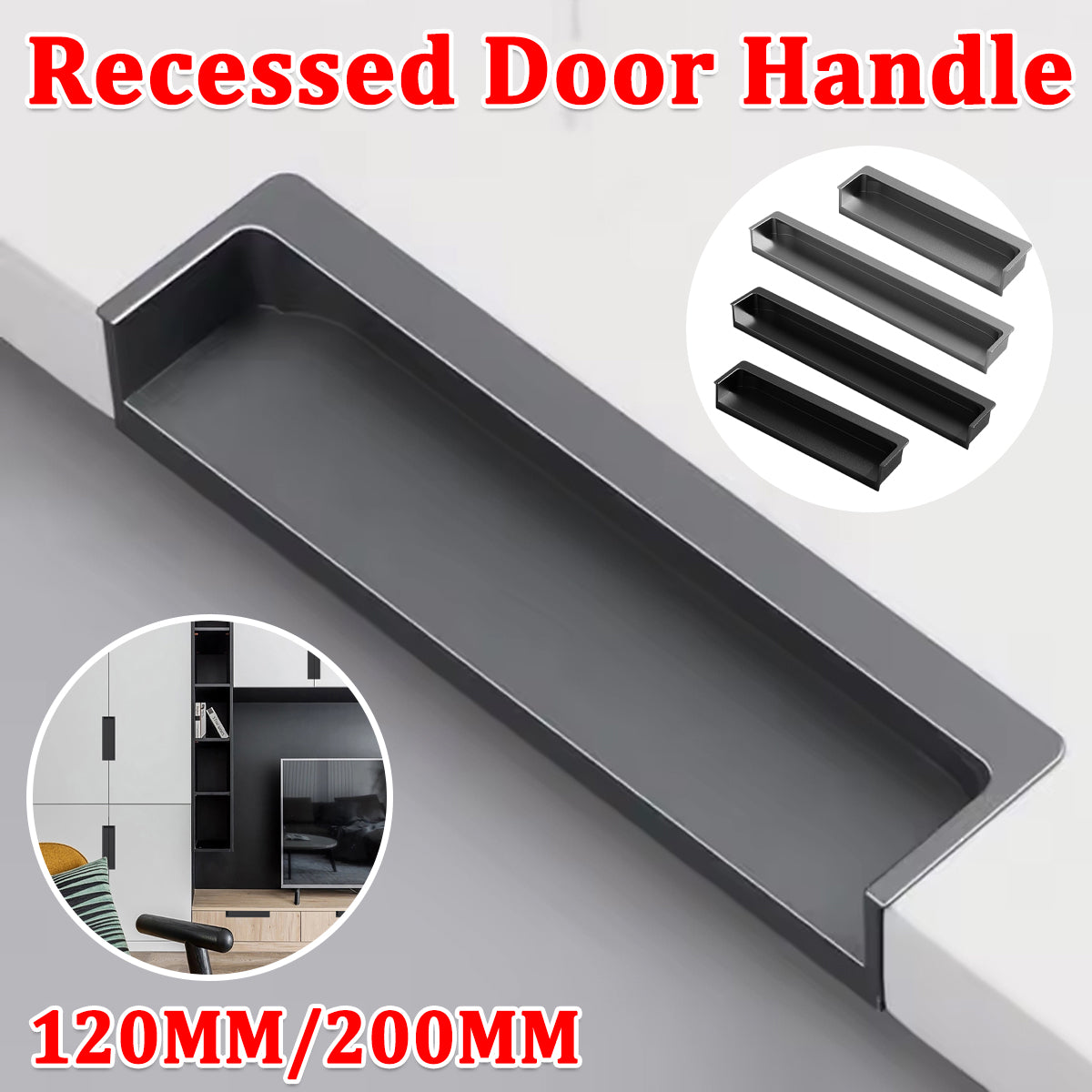 Recessed Cabinet Handle with Hidden Slot Pull