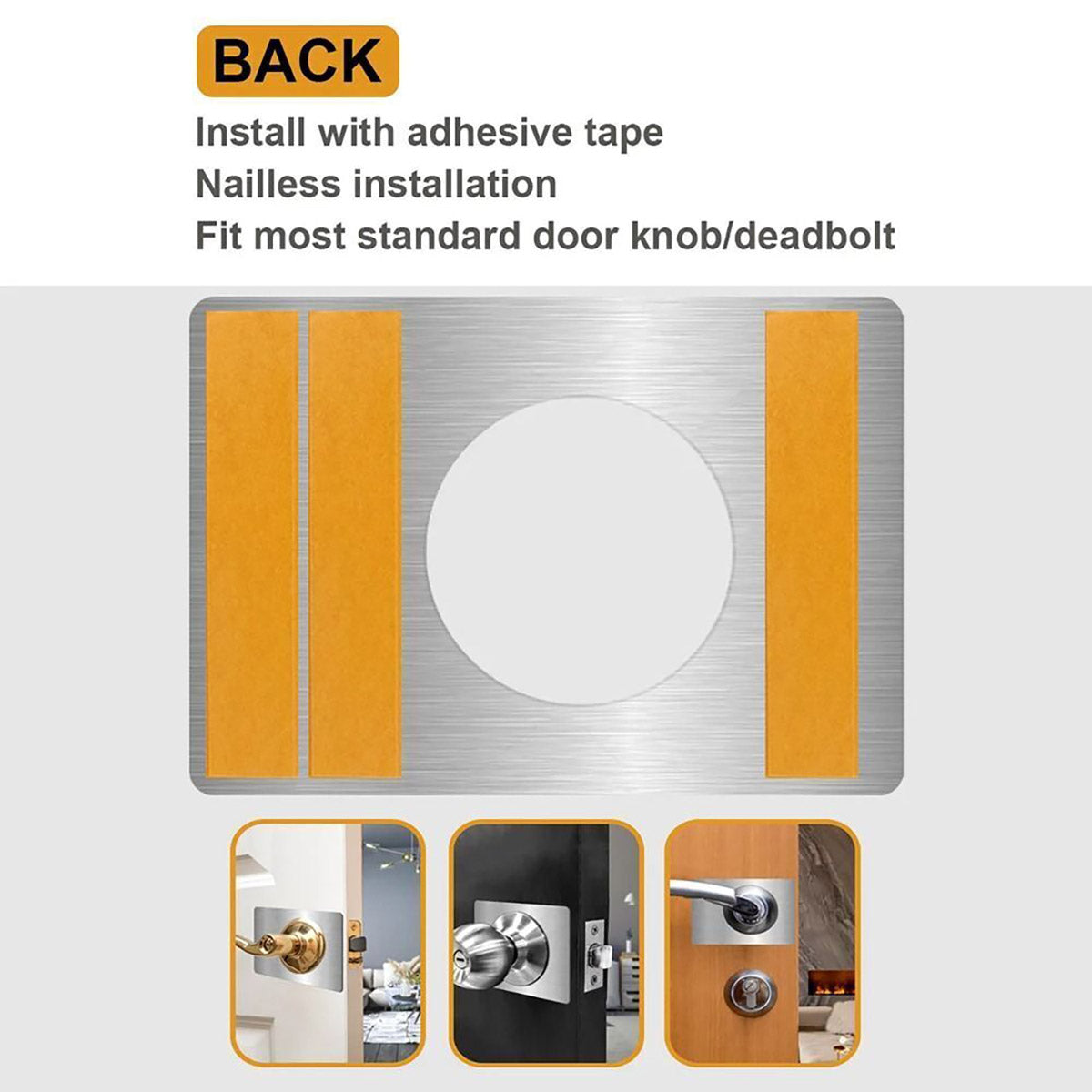 Silver Brushed Stainless Steel Spherical Lock Repair Plates