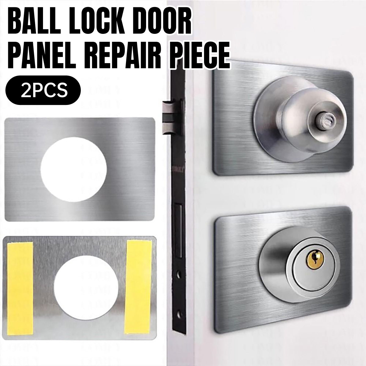 Silver Brushed Stainless Steel Spherical Lock Repair Plates