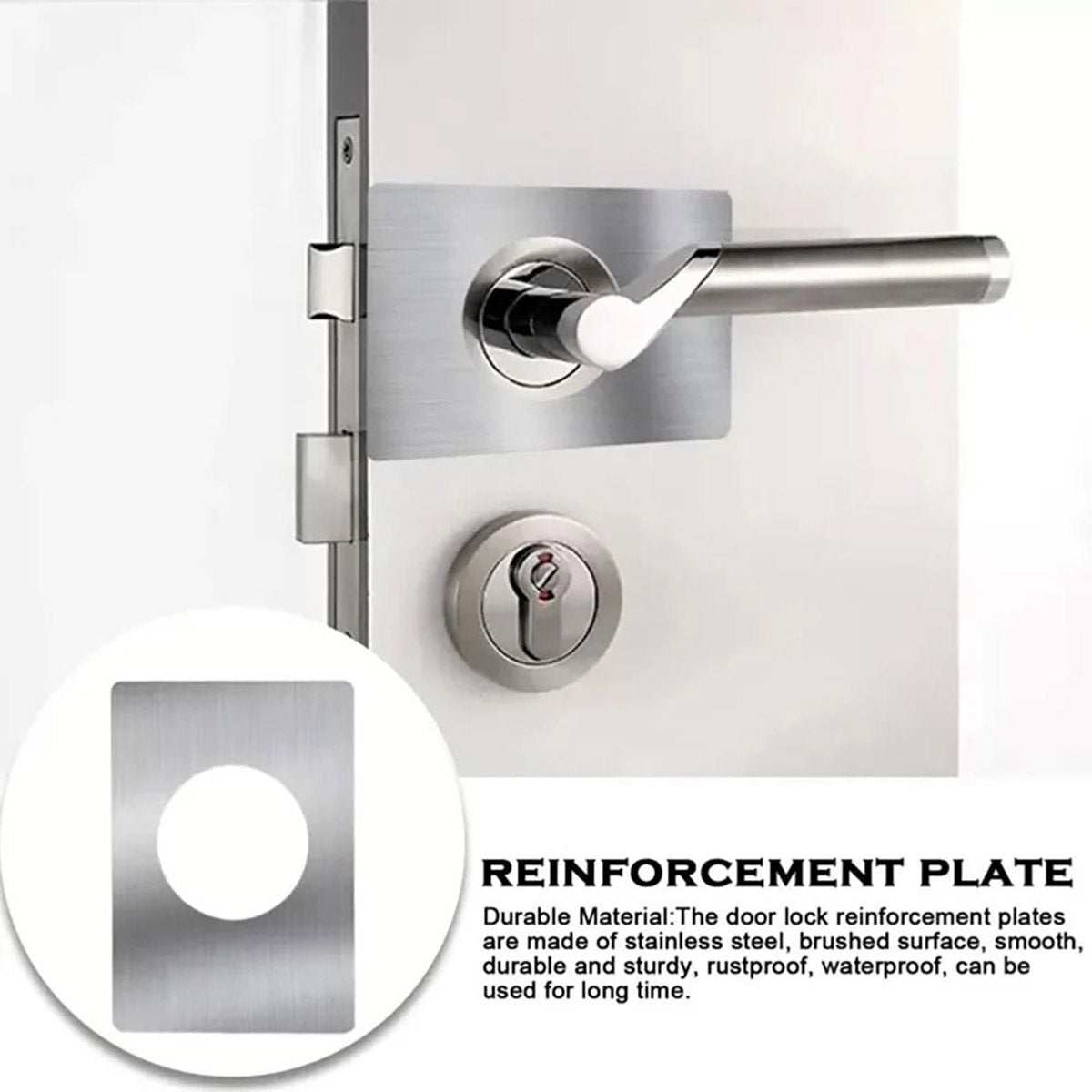 Silver Brushed Stainless Steel Spherical Lock Repair Plates