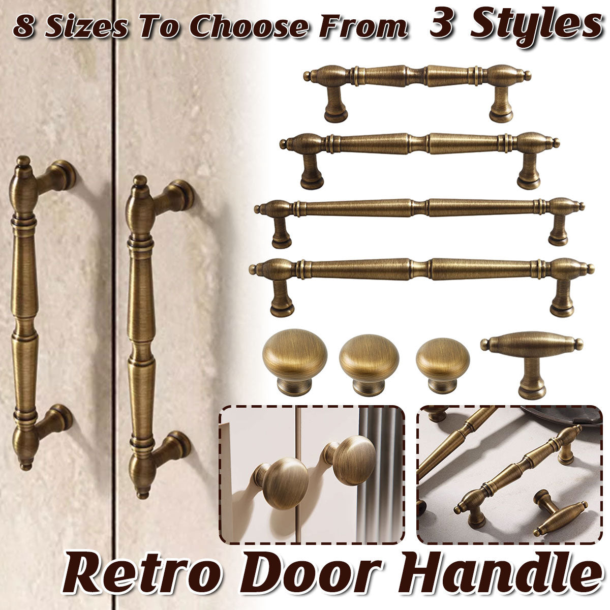 Vintage Cabinet Handle in Antique Brass for Cabinets