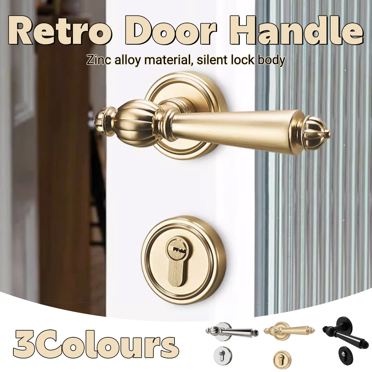 Zinc Alloy Interior Lever Handle Lock Set 145mm - Matt Brushed Copper
