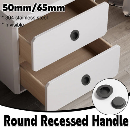 Round Recessed Pull Handle in 304 Stainless