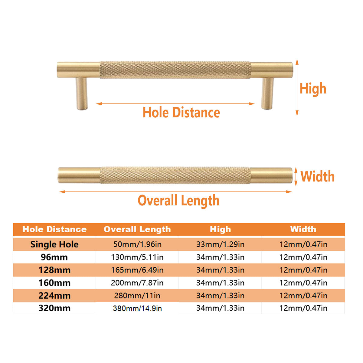 Gold Knurled Full Copper Cabinet Handle for Drawers