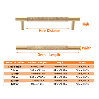 Gold Knurled Full Copper Cabinet Handle for Drawers