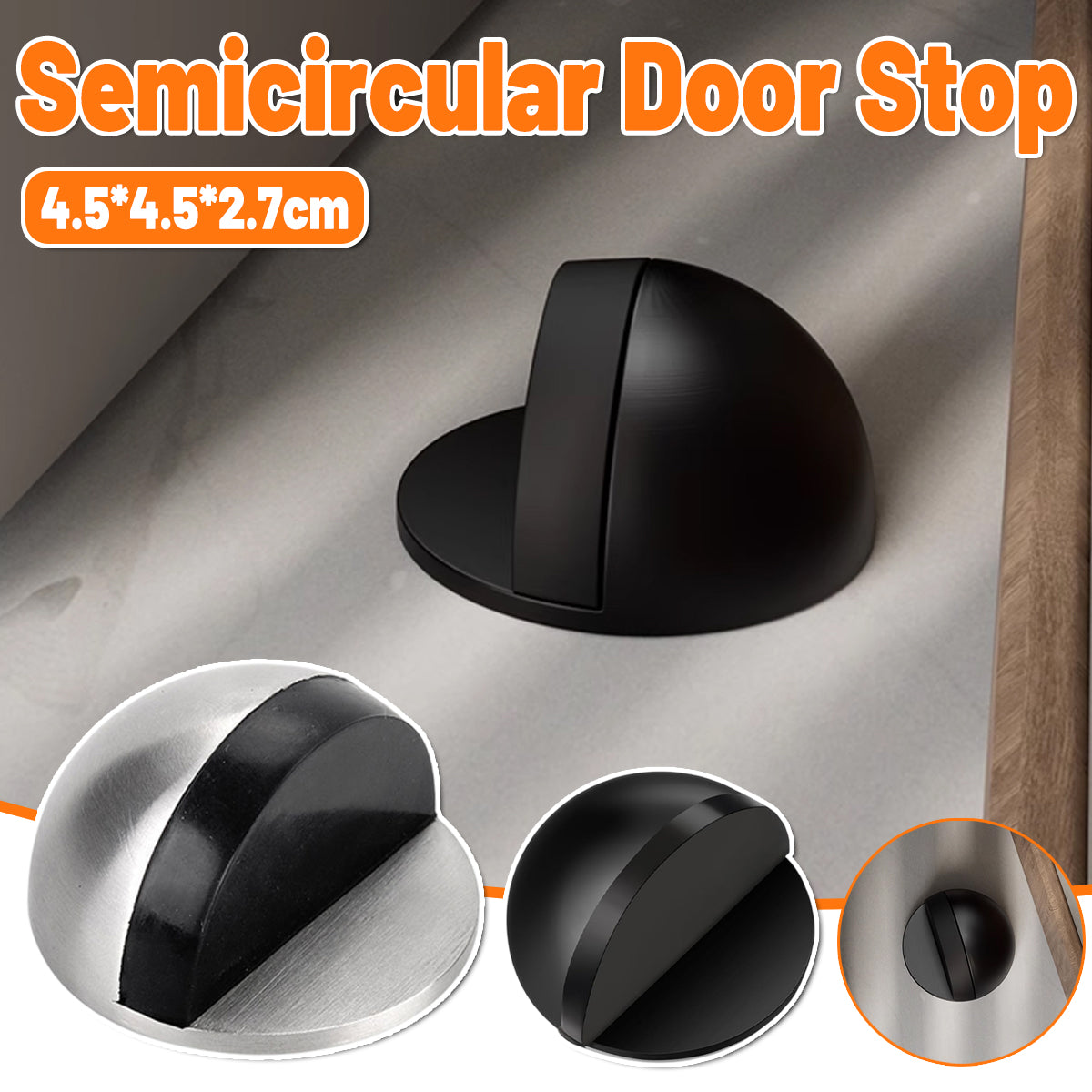45mm Round Floor-Mount Door Stop with Rubber Bumper