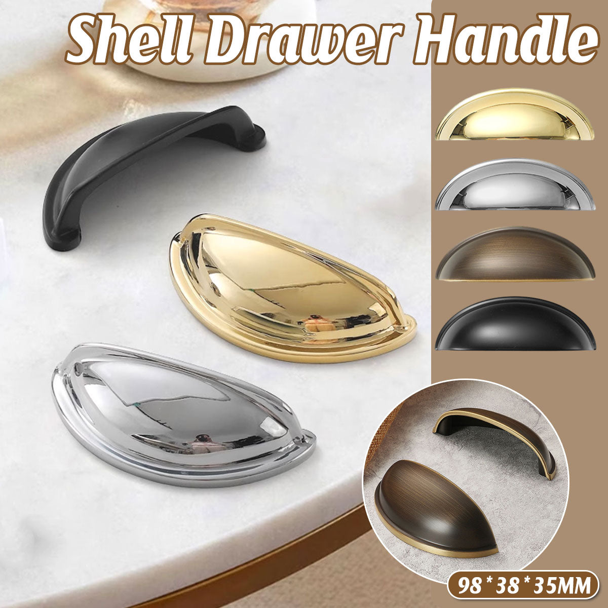 Shell Cabinet Handle Single-Hole with Electroplated Finish