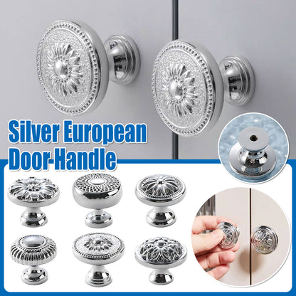 6 Styles Silver Solid Brass Cabinet Handle Single-Hole Mount