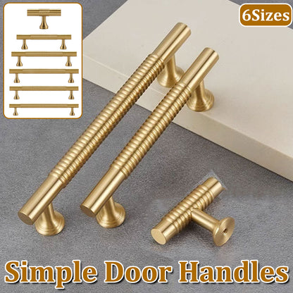 Gold Solid Brass Cabinet Handle with Textured Grip