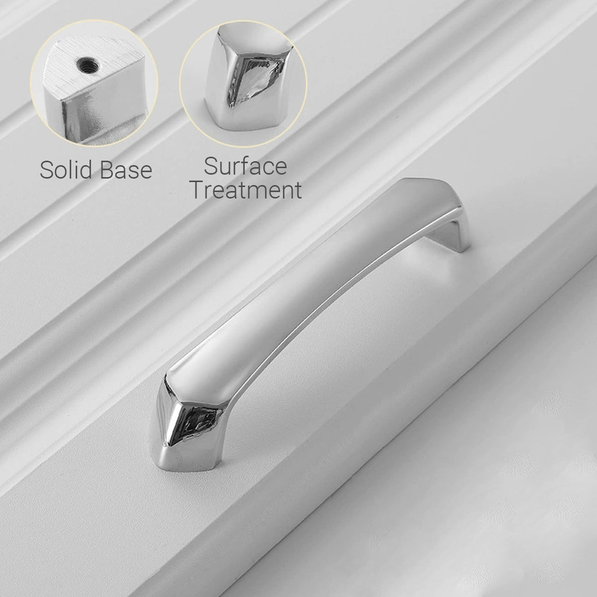 Bright Silver Brass Cupboard & Cabinet Door Pull Handle 96-192mm 2 Hole Distance