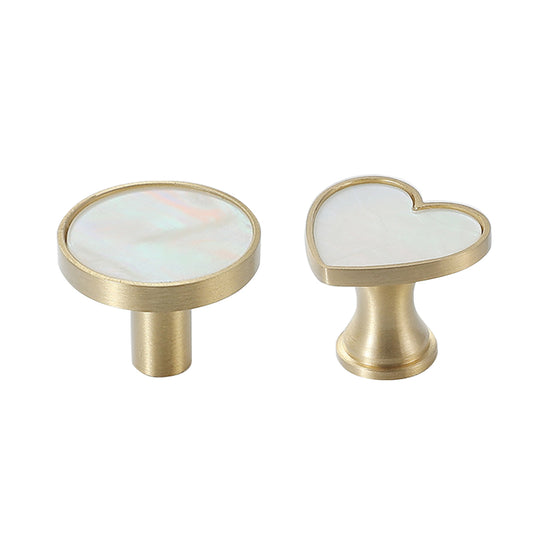 2 Shapes Brass Drawer Handle with Mother-of-Pearl Inlay