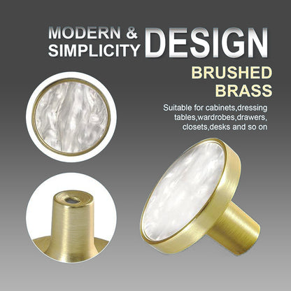 2 Shapes Brass Drawer Handle with Mother-of-Pearl Inlay