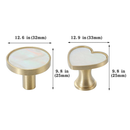 2 Shapes Brass Drawer Handle with Mother-of-Pearl Inlay