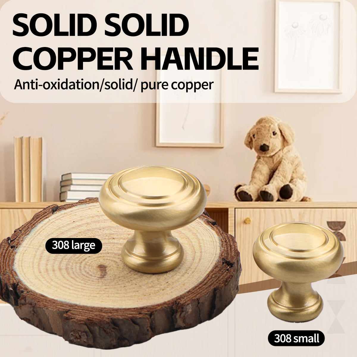 Solid Brass Cabinet Knob with Single-Hole Mount