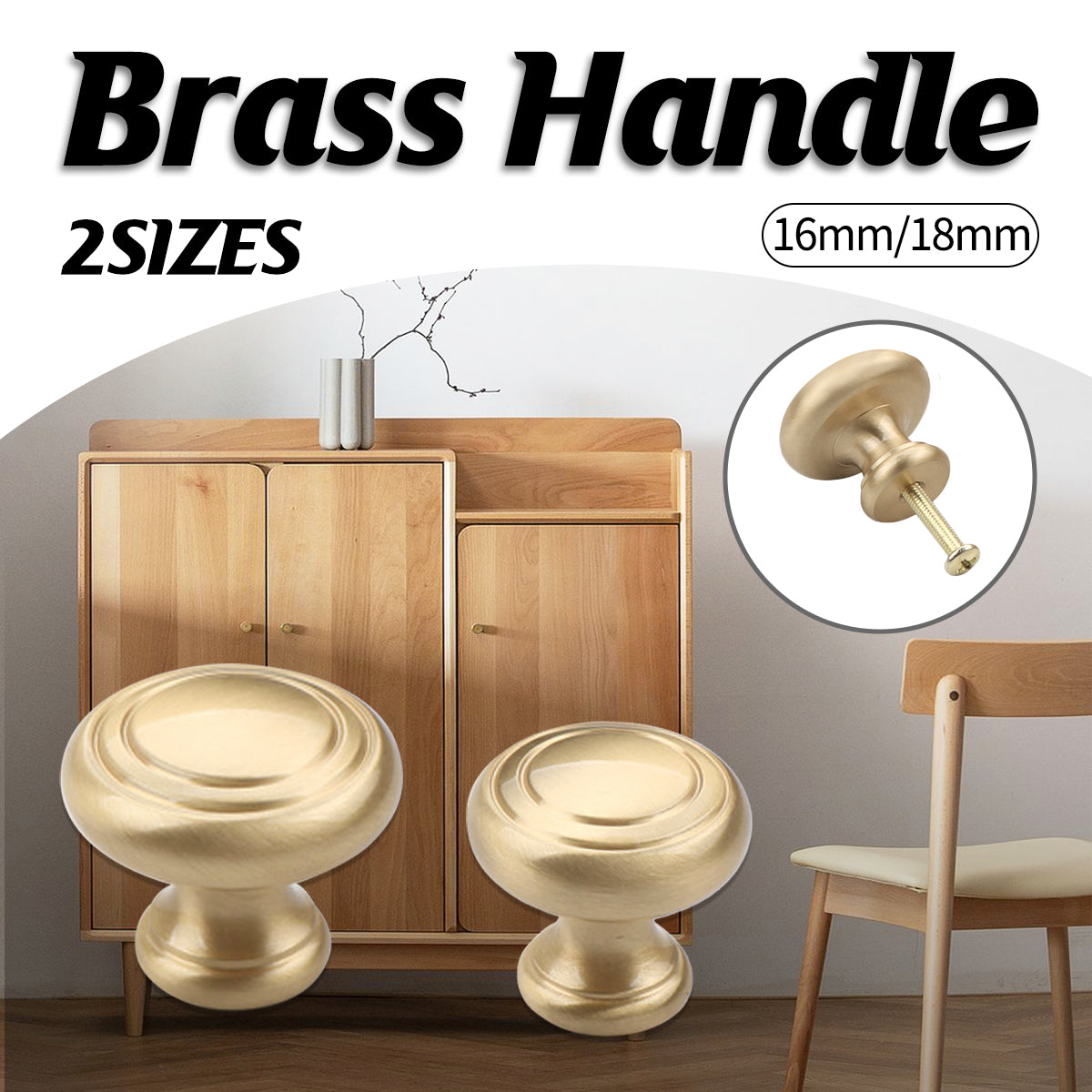 19mm Solid Brass Cabinet Knob with Single-Hole Mount