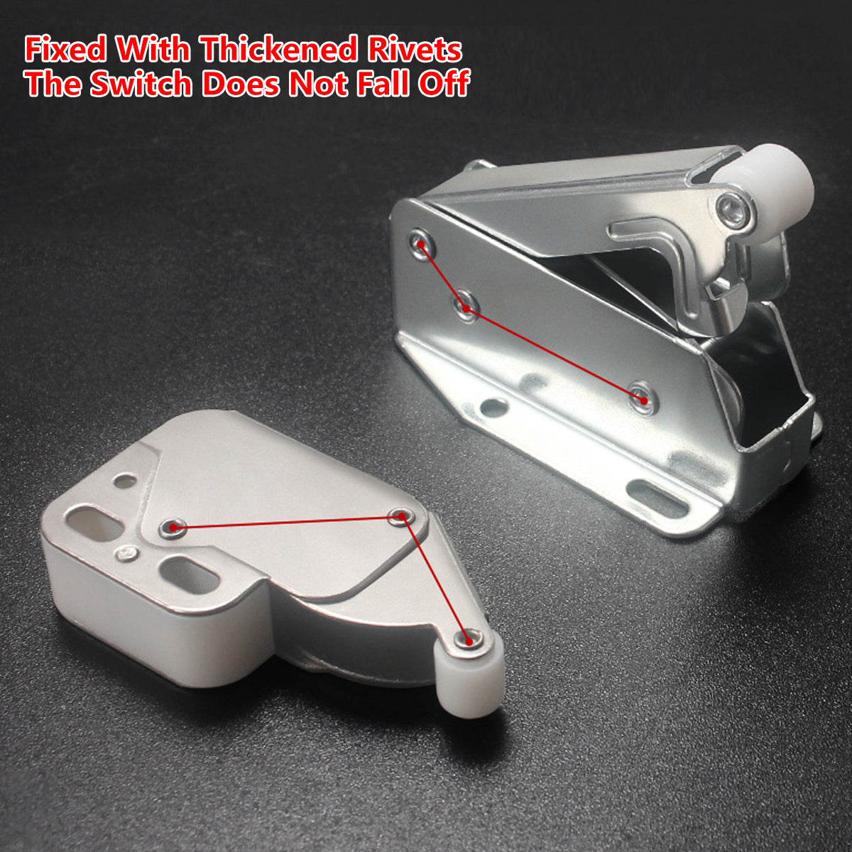 Silver Nickel-Plated Steel V-Shape Cabinet Rebound Latch Set