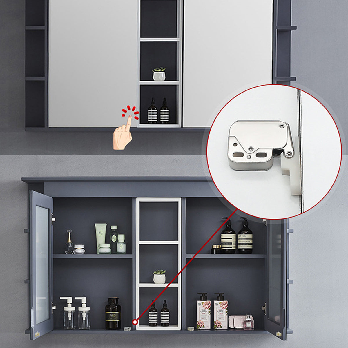 Silver Nickel-Plated Steel Elephant Trunk Cabinet Door Latch