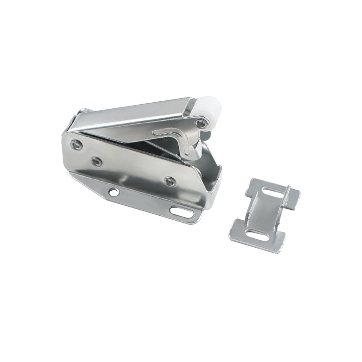 Silver Nickel-Plated Steel V-Shape Cabinet Rebound Latch Set