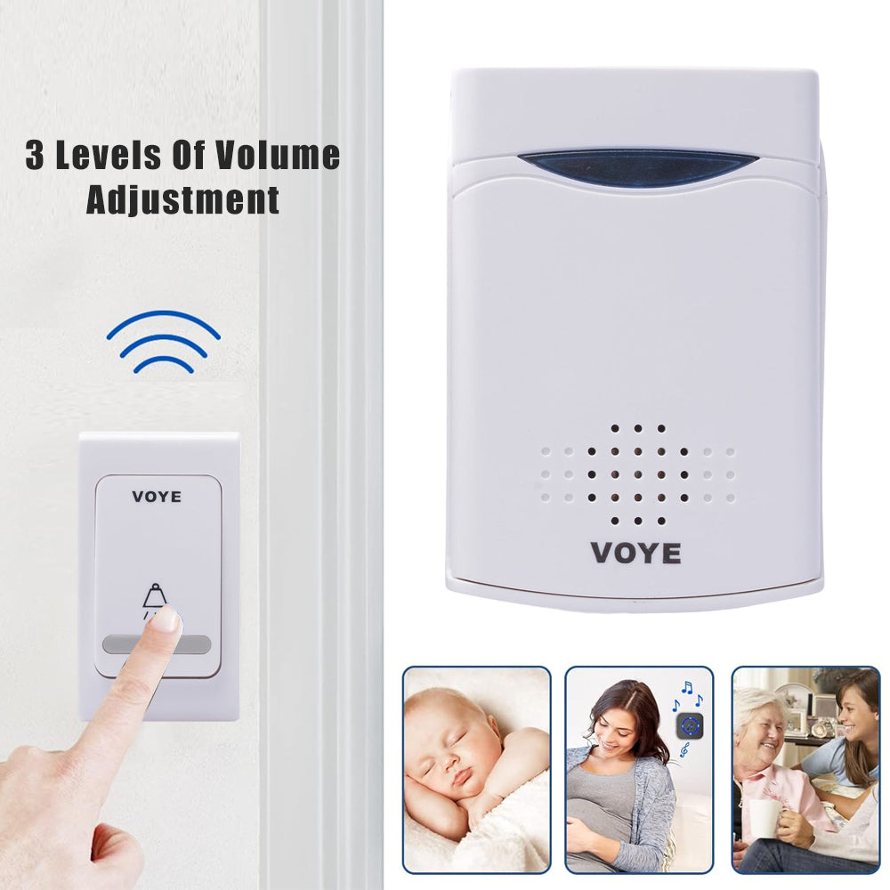 White Digital Wireless Doorbell Set With 2 Receivers
