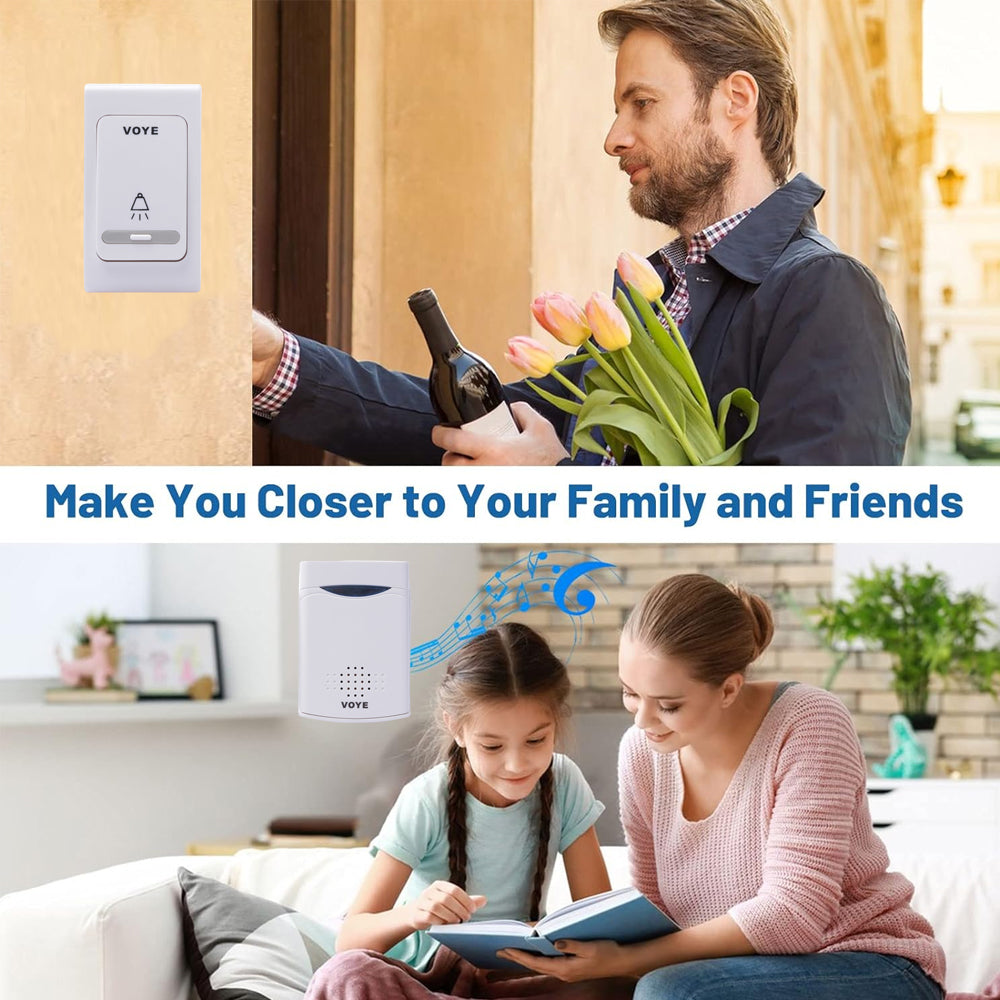 White Digital Wireless Doorbell Set With 2 Receivers