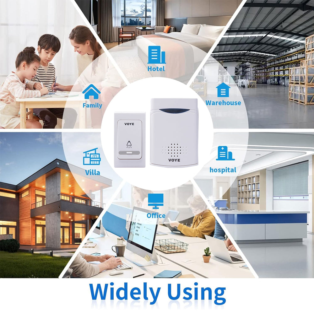 White Digital Wireless Doorbell Set With 2 Receivers