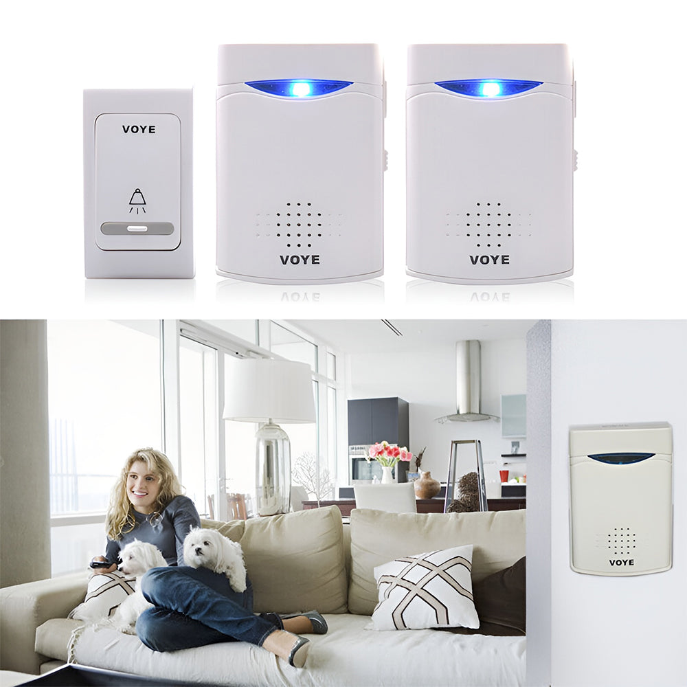 White Digital Wireless Doorbell Set With 2 Receivers