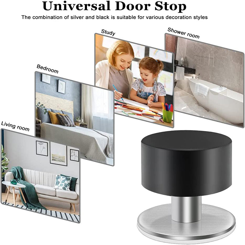 Black Self-Adhesive Stainless Steel Rubber Door Stopper