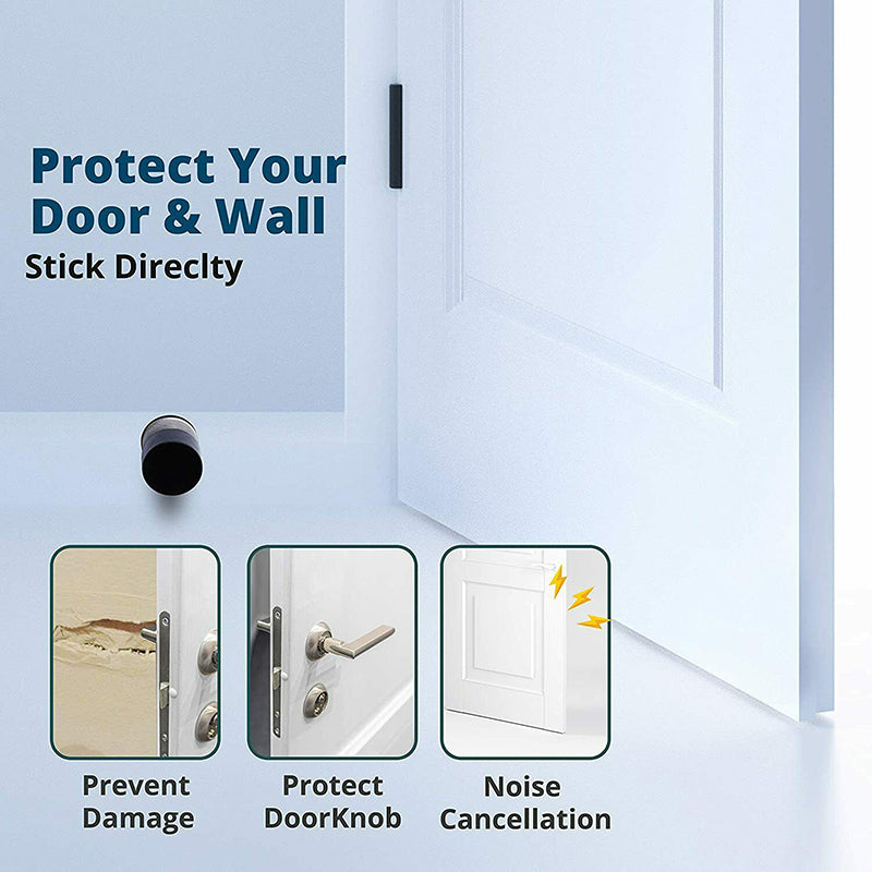 Black Self-Adhesive Stainless Steel Rubber Door Stopper