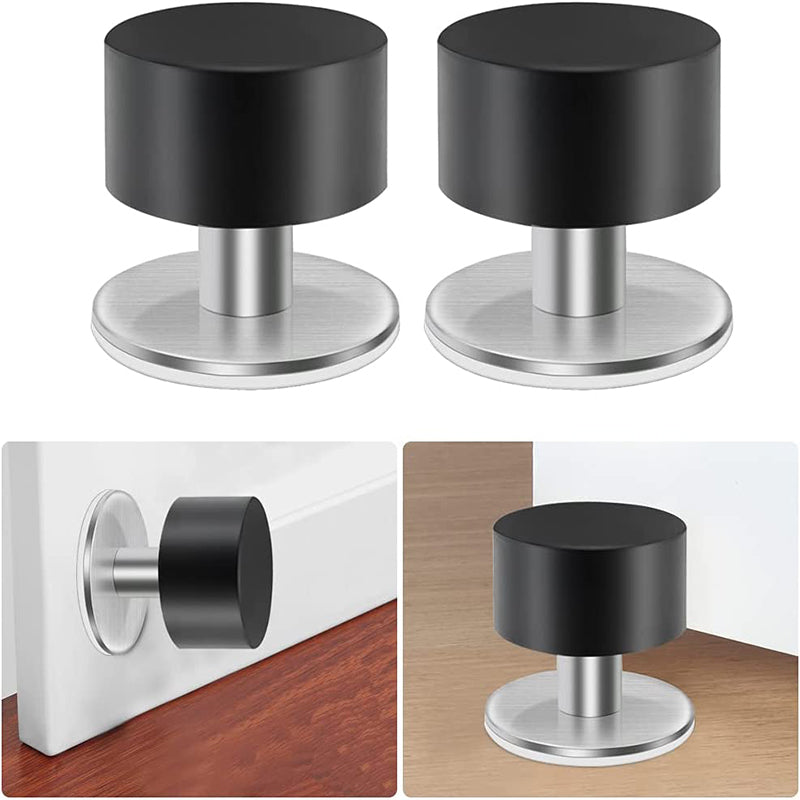 Black Self-Adhesive Stainless Steel Rubber Door Stopper