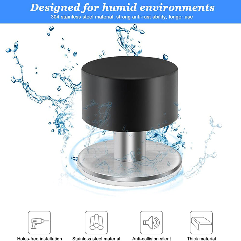 Black Self-Adhesive Stainless Steel Rubber Door Stopper