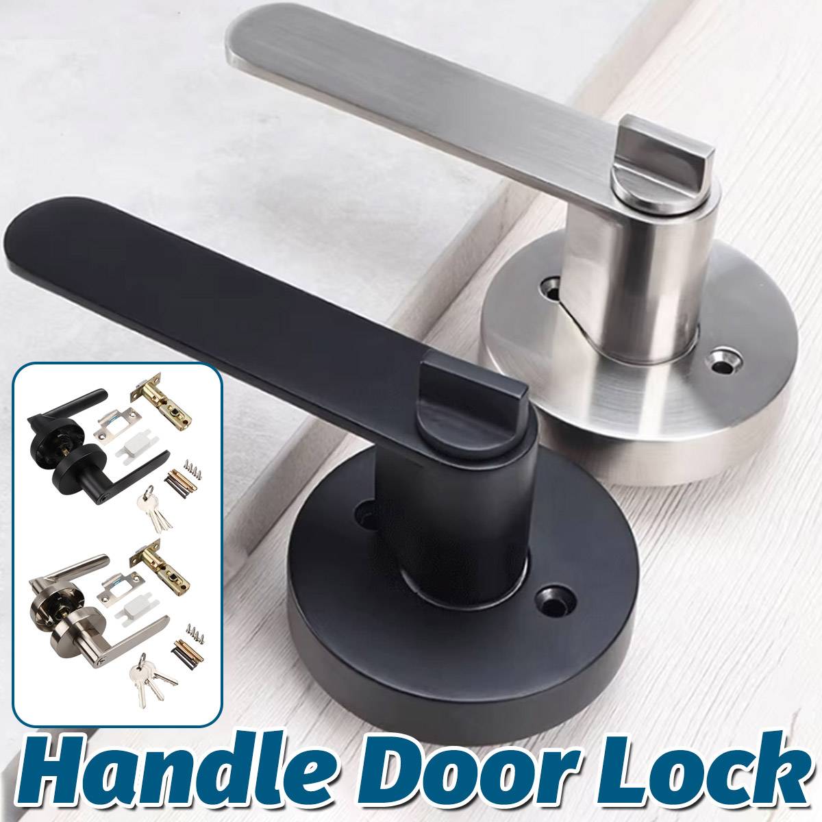 Black and Silver Interior Zinc Alloy Spherical Door Lock with Flat Handle