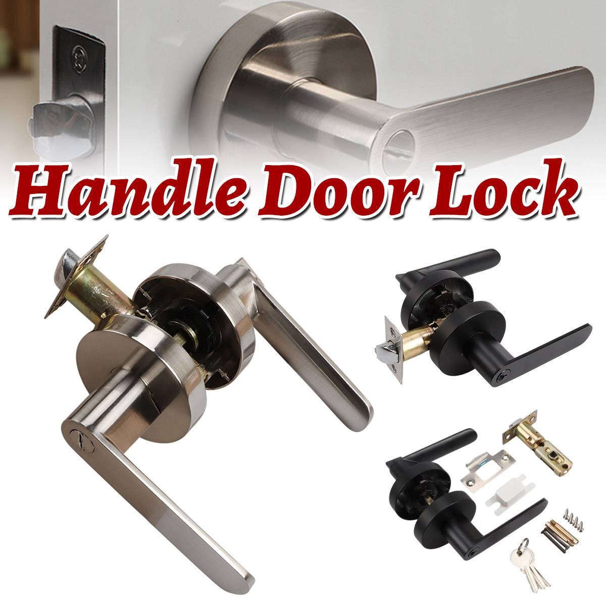 Black & SiLver Interior Zinc Alloy Spherical Door Lock with Flat Handle