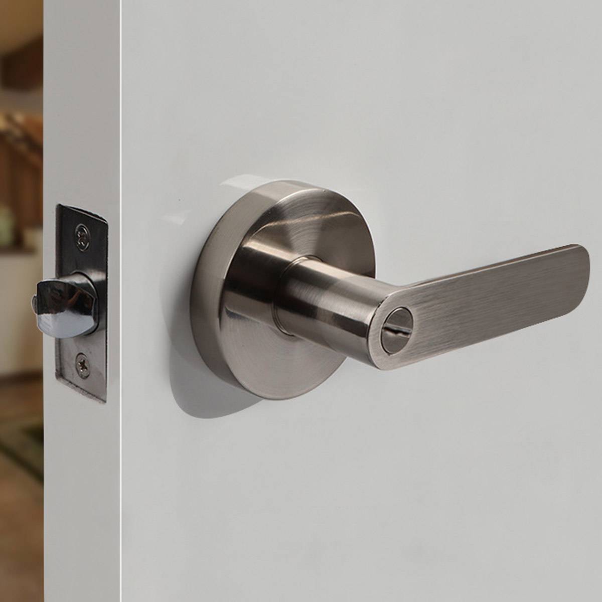 Black and Silver Interior Zinc Alloy Spherical Door Lock with Flat Handle