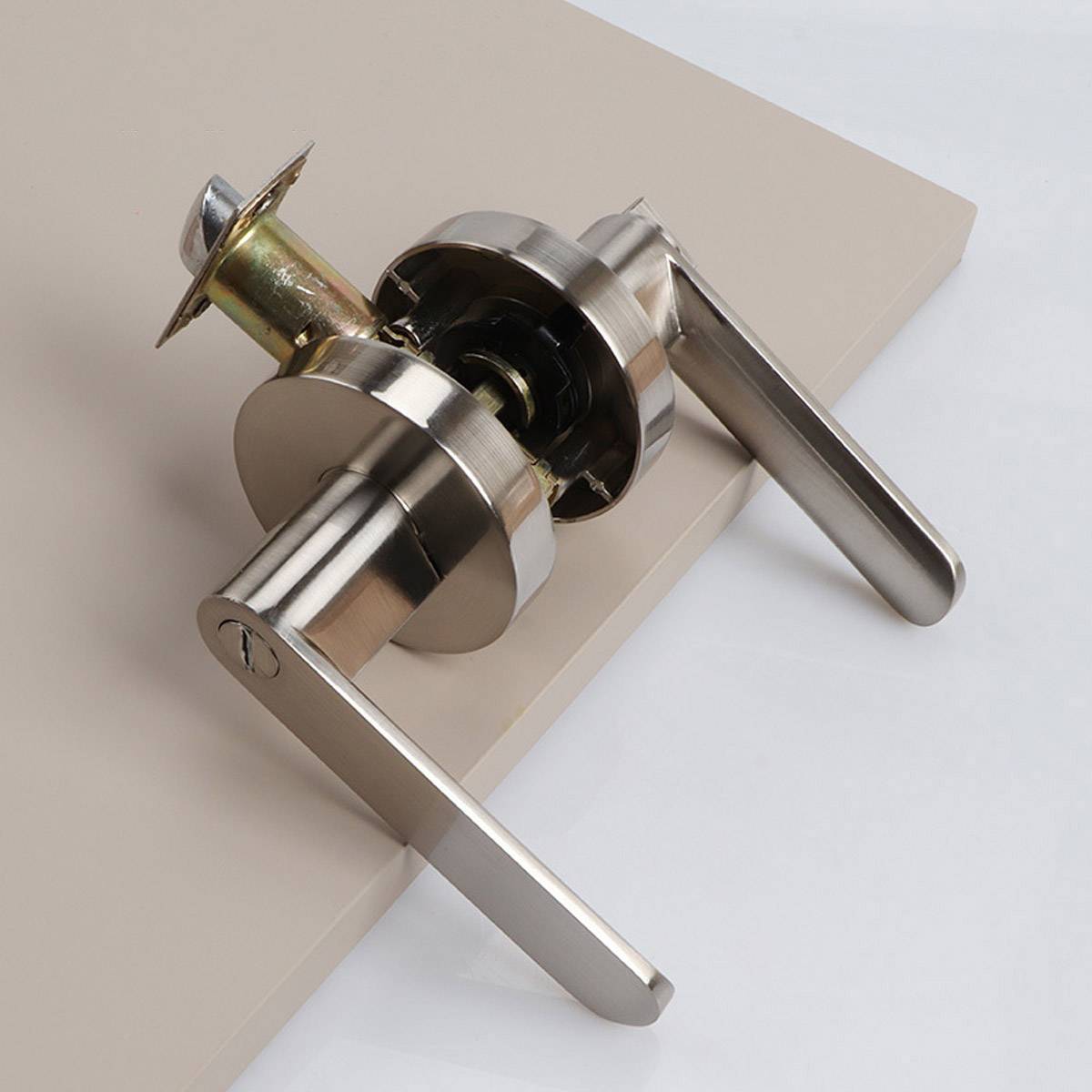 Black and Silver Interior Zinc Alloy Spherical Door Lock with Flat Handle